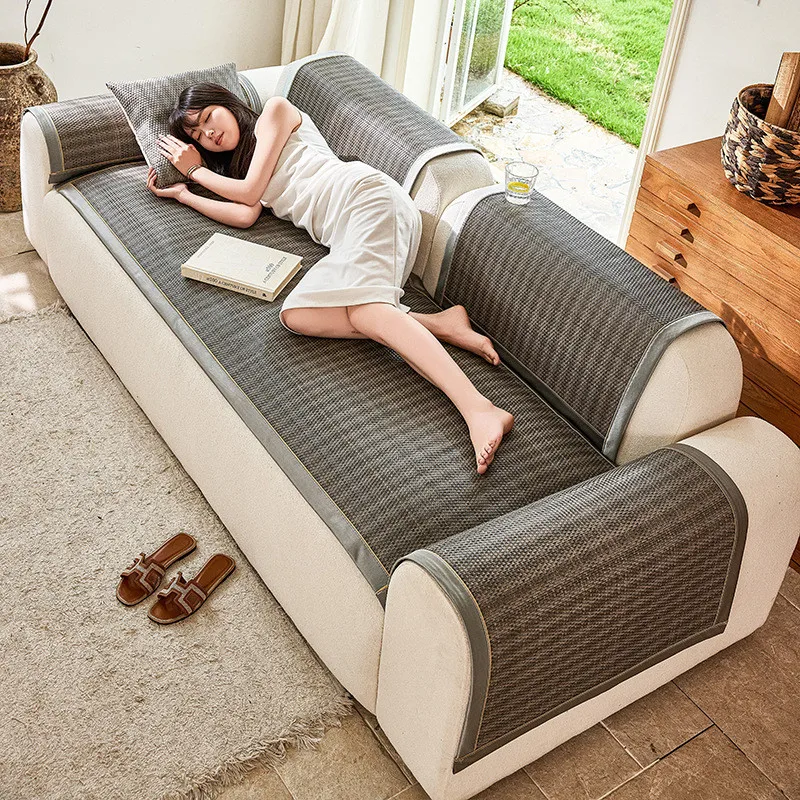 1pcs Summer Season Anti Slip PE Rattan Sofa Cushion Durable Dustproof Cool Feeling Seat Cover Mat Home Decor