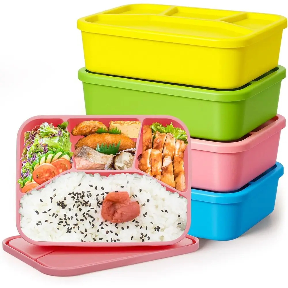 

Набор из 4 силиконовых ланч-боксов: многоразовые контейнеры для еды, герметичные, для взрослых, для работы и путешествий