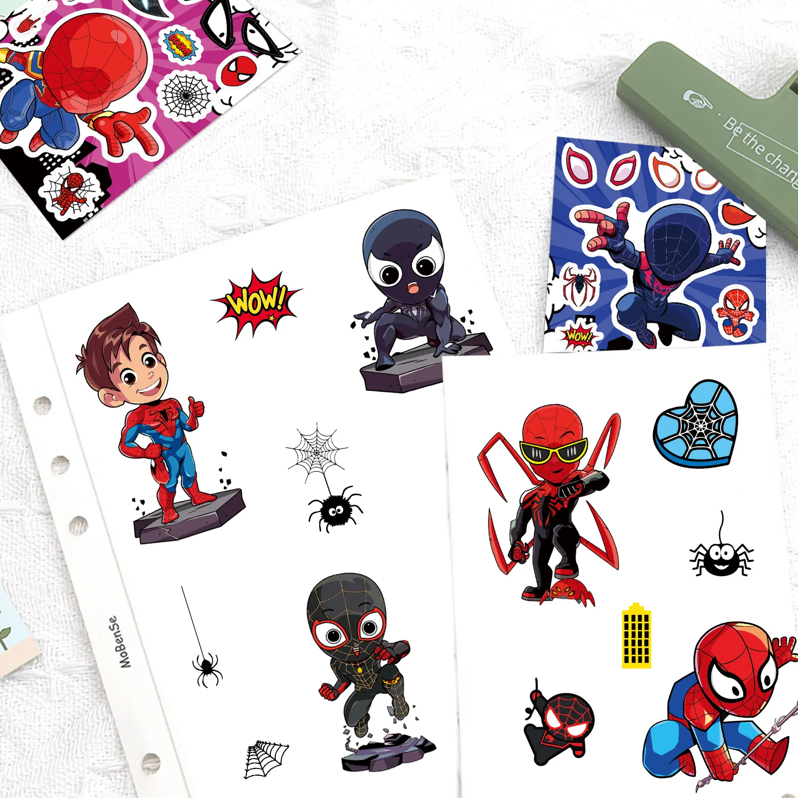 8/16 シート漫画スパイダーマン顔を作るパズルステッカーディズニーアニメクールジグソー組み立てデカール子供 DIY おもちゃパーティーゲームギフト