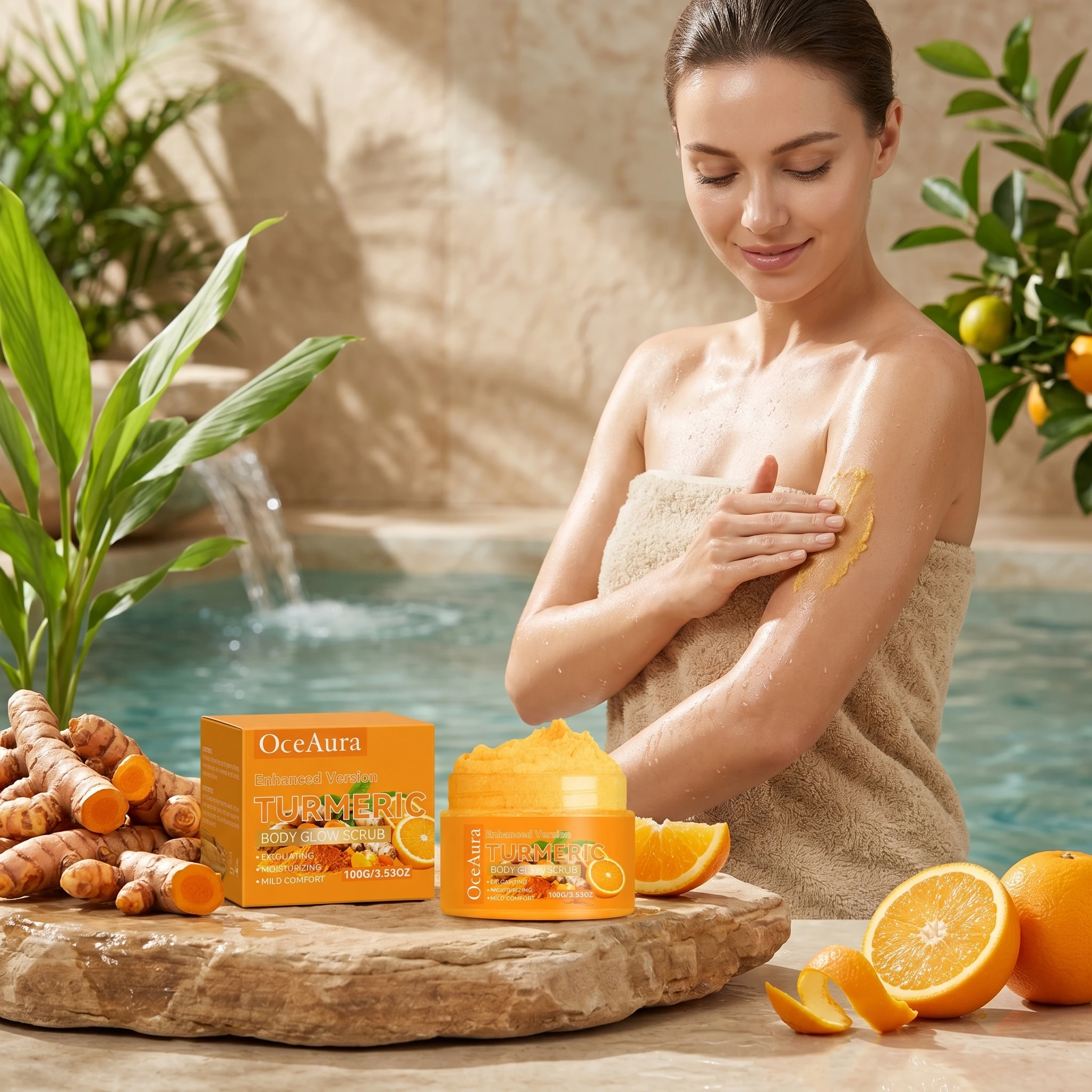 OceAura Body Glow Scrub Deep Cleaning Dead Skin Removal Lasting Fragrance Improve Dry Moisturizing Exfoliating Body Shower Scrub