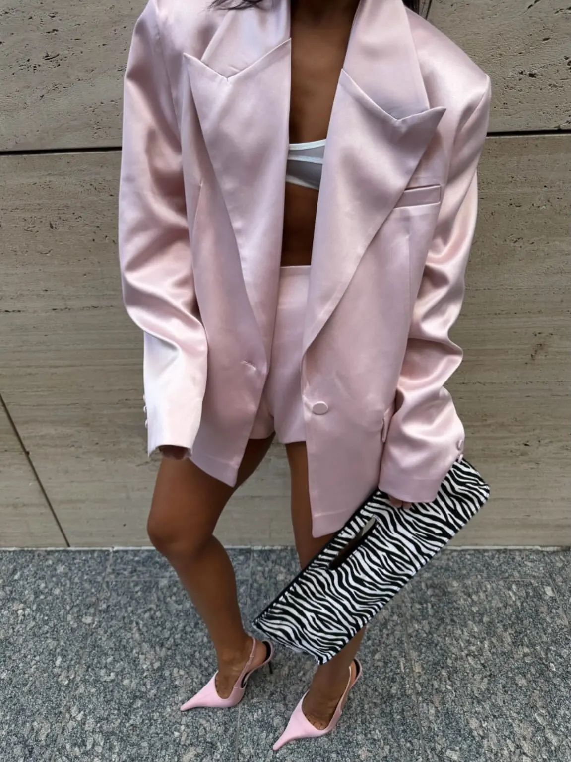 Women Satin Blazer Shorts 2 Piece Set Oversized Long Sleeve Notched Lapel Open Front Suit Set Solid Color Party Club Outfit Ladi