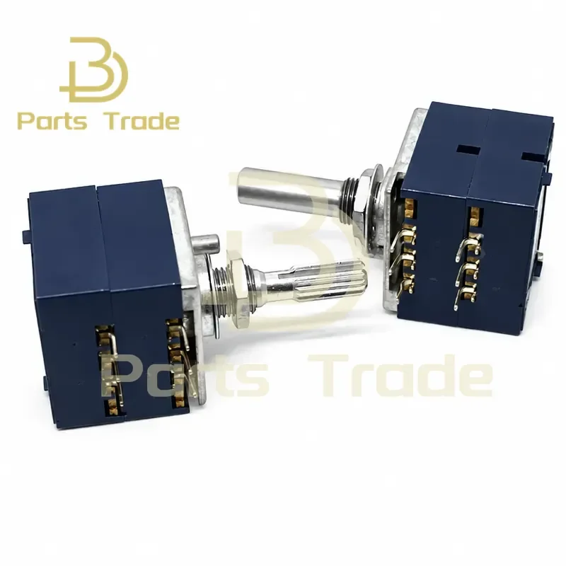 for ALPS RK27 Dual Gang Volume Potentiometer 10K 20K 50K 100K 250K Ohm 6 Pin Round Shaft Rotary Switch Audio Control