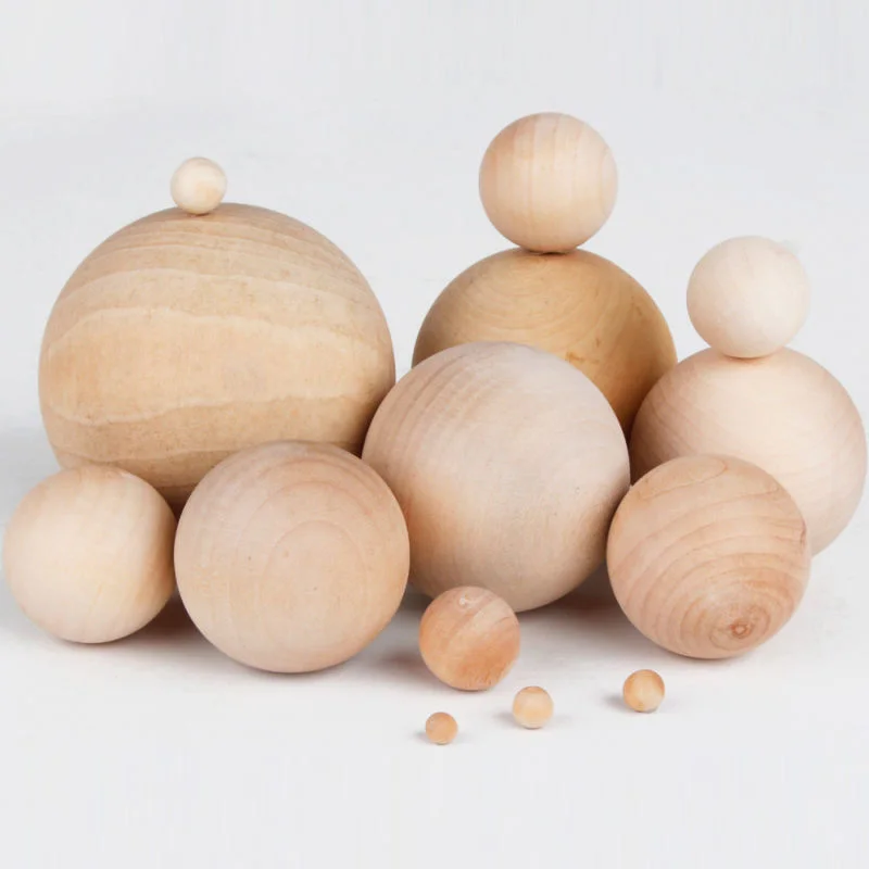 30-60mm Natural Circular Wooden Ball Unfinished Hardwood Craft Ball Decorative Wooden Ball Painting Carving Craft Accessories