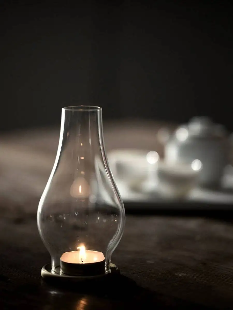 A Candlelight Dinner Glass Holder Tea Ceremony Ornament Romantic Retro Simple Household Copper Base Windproof Candle