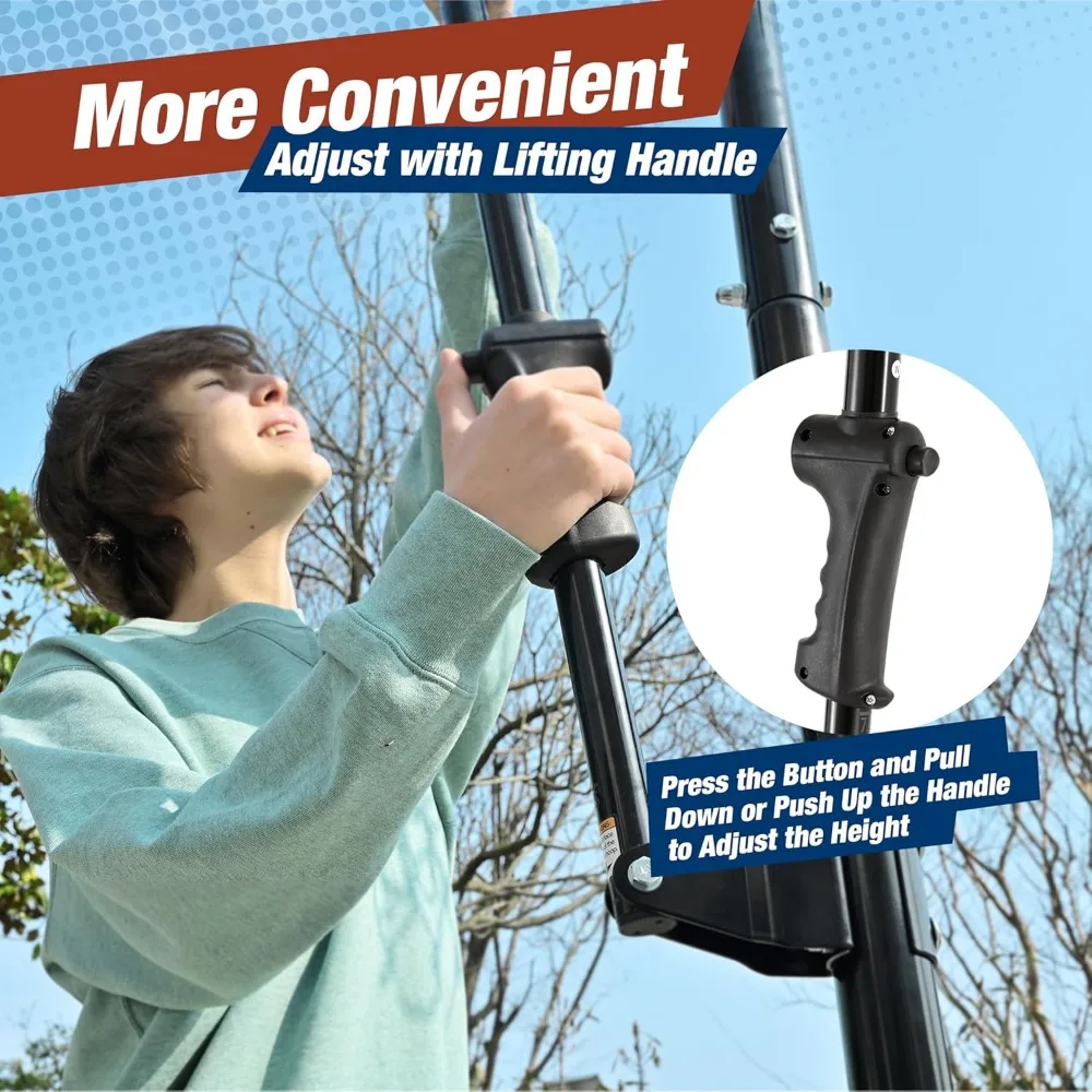 Портативная регулируемая баскетбольная система для детей: высота 4,8–10 футов, 45-дюймовая небьющаяся панель, уличные ворота