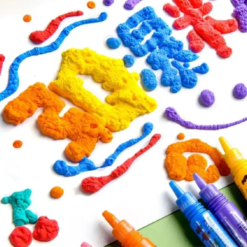 Creative Three Dimensional Puffing Pen Set Assorted Color Drawing Tool For Childrens Card Making Classroom Decoration