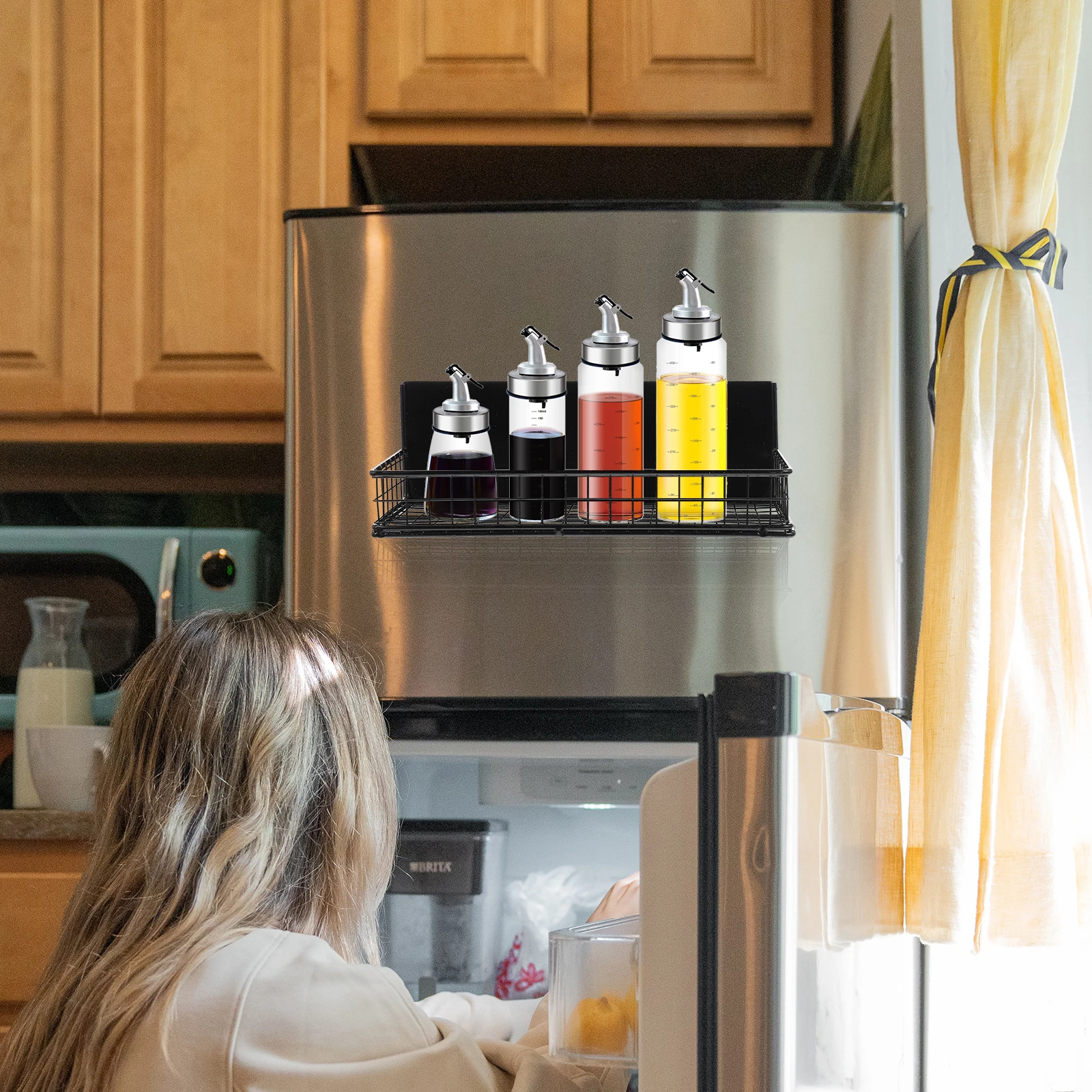 

Magnetic Storage Rack Holder Black Material Long Lasting Kitchen ganizer Fridge Spice Shelf Hanging Spice Rack