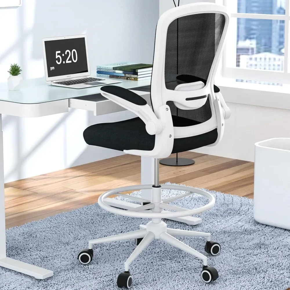 

Drafting Chair,Tall Office Desk Chair with Flip-up Armrests Executive Ergonomic Computer Standing Desk Chair with Lumbar Support