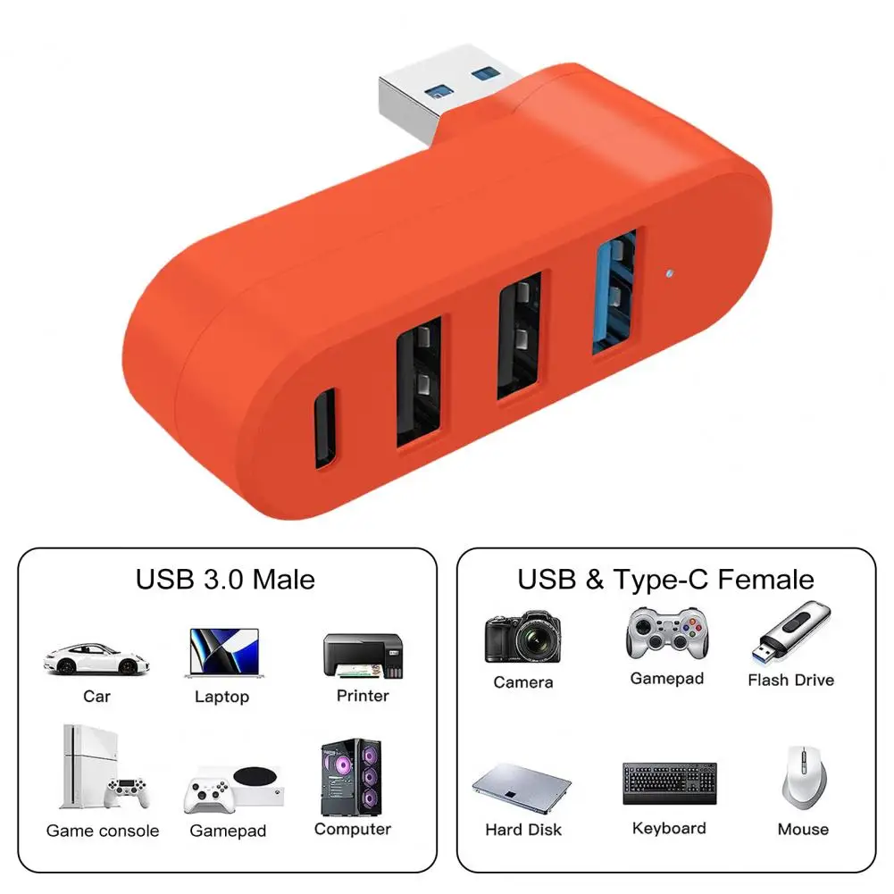 Plug-and-play Usb Hub 4-port Usb 3.0 Hub with 5gbps Transfer Speed Universal Plug-and-play Adapter 180-degree Rotatable Usb