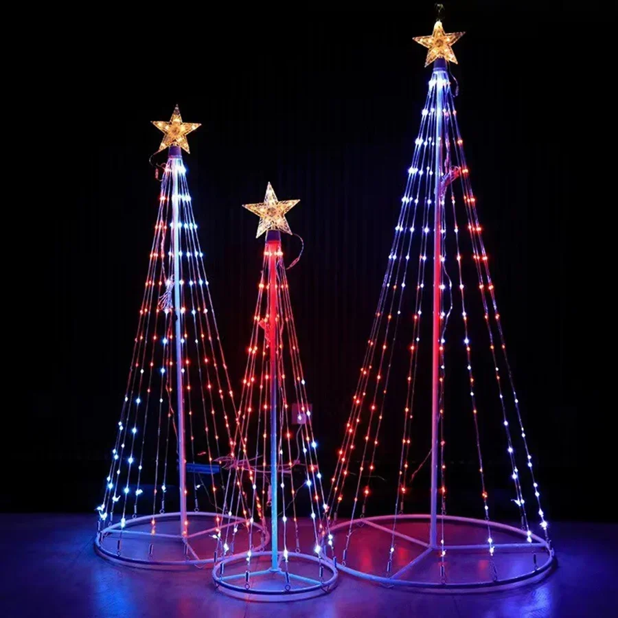 1.5M 2.1M Smart Lighted RGB Christmas Tree Cone Tree with Star Topper Outdoor DIY APP Controlled Lighted Christmas Tree Light