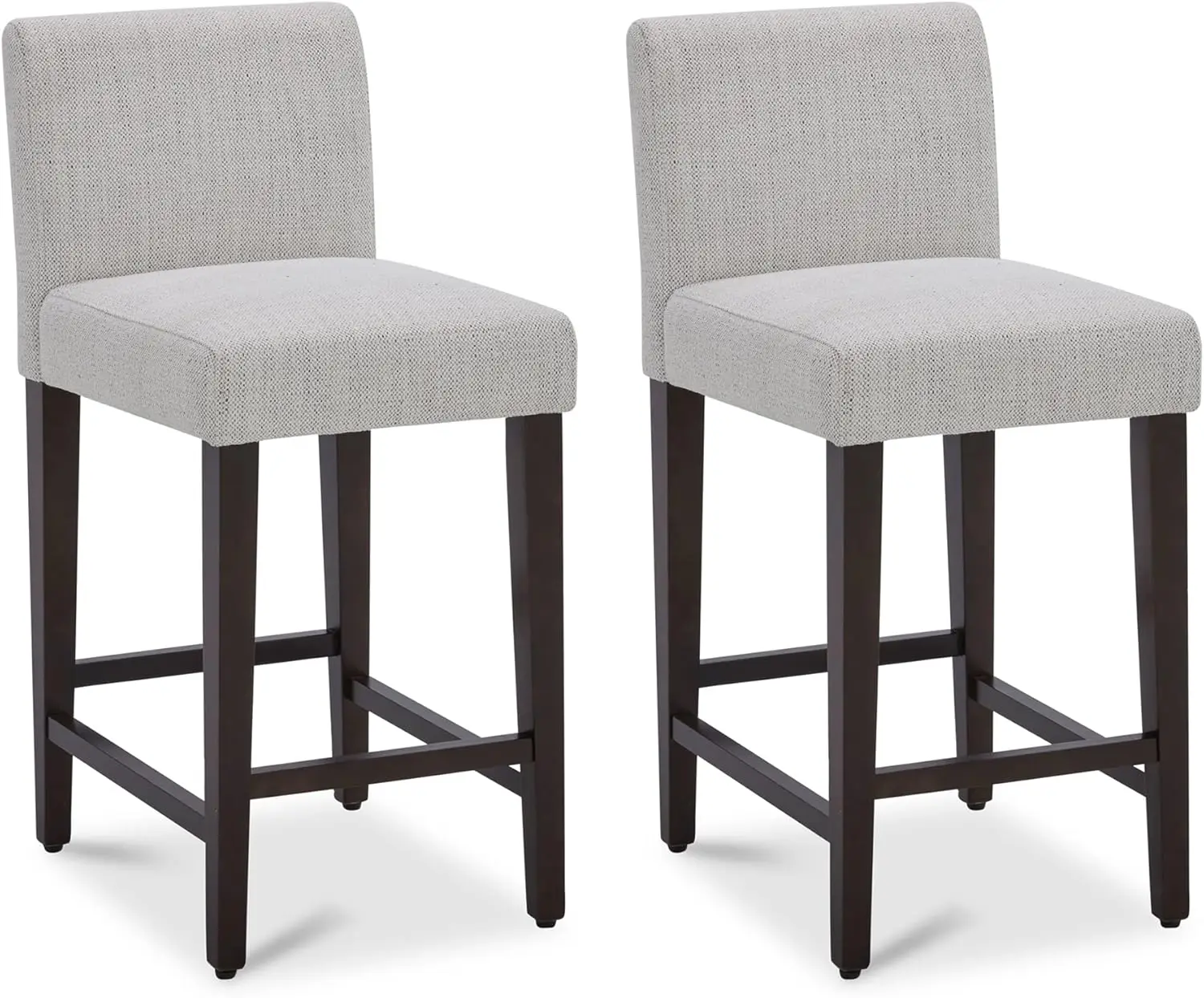 

Counter Height Bar Stools Set of 2, 25" H Seat Height Upholstered Barstools, Fabric in Ivory