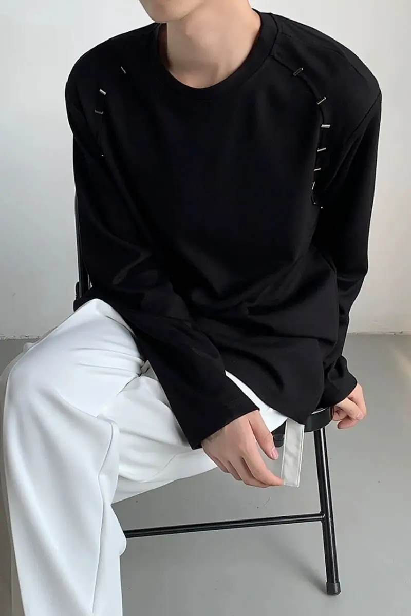 Korean Version Simple Japanese Style Ins Long Sleeve Round Neck T-Shirt Fashion Trendy Design Sweatshirt Casual Loose Base Shirt