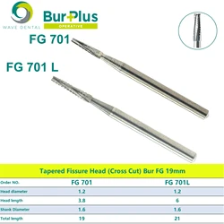 PRIMA WAVE Dental Carbide Burs Taper Fissure FG 701 Dental Strawberries Dentistry Drill For Laboratory Clinic Dentist 5Pcs/Pack