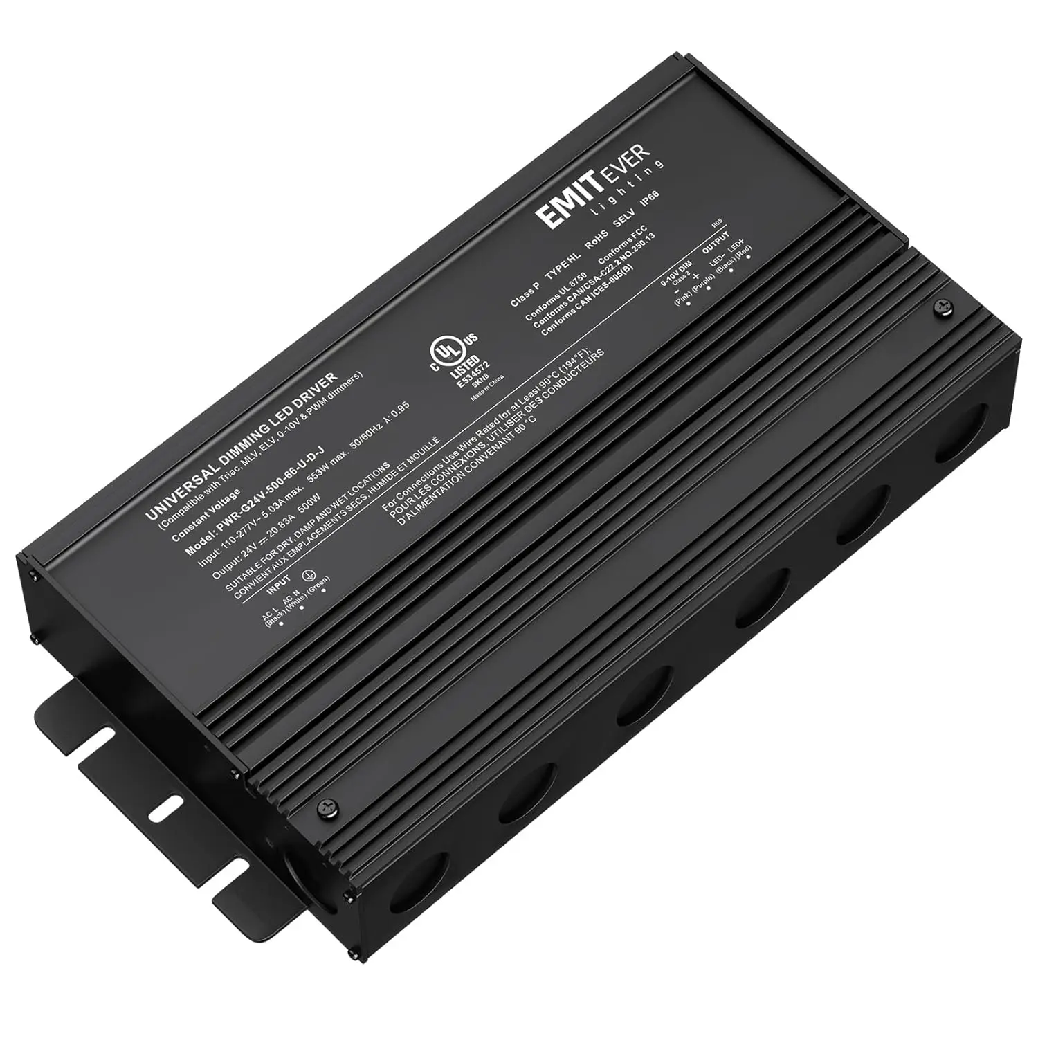 

Led Driver, 500W AC 110V-277V to DC 24V Transformer, 5-in-1 Dimming: ELV/MLV/TRIAC / 0-10V / 1-10V / 10V PWM/P