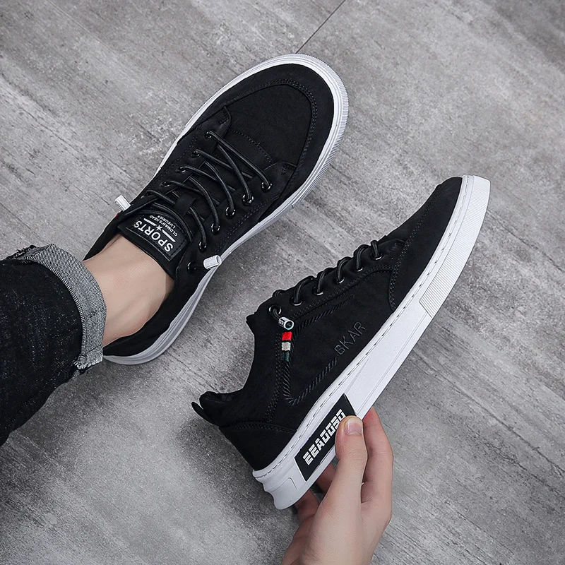 Spring New Daily Casual Flats for Man Comfortable Wear-resistant Sport Shoes Solid Color Low Cut Breathable Simple Board Shoes
