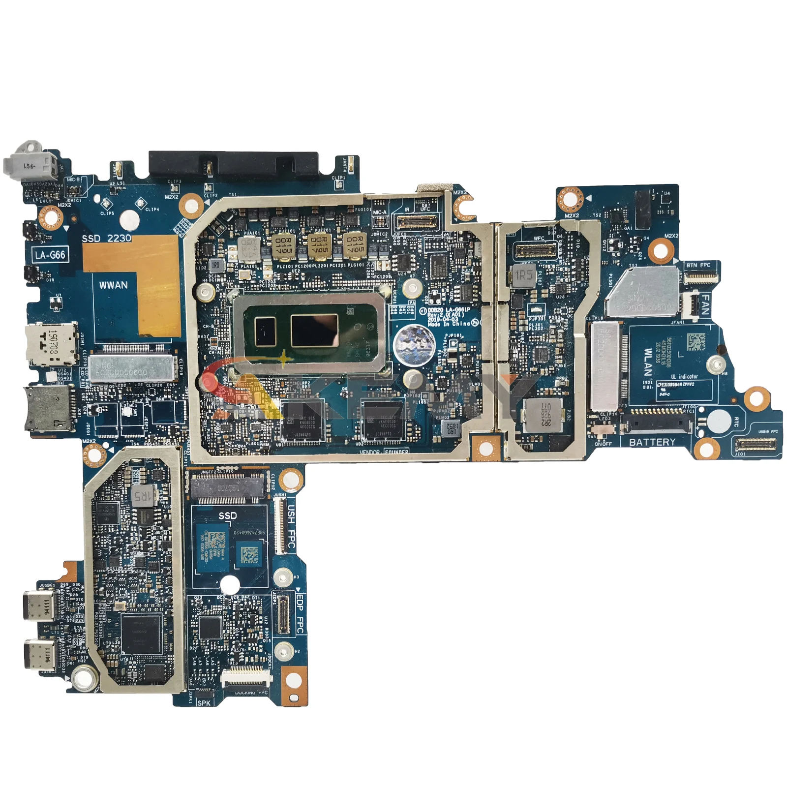 Para dell latitude 12 7200 2-em-1 placa-mãe do portátil ddb20 LA-G661P i5-8365U ram 16g 0tjfg7 notebook mainboard testado ok