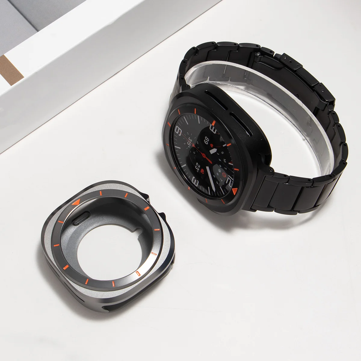 Metalowa obudowa + futerał PC do Samsung Galaxy Watch Ultra 2025/7 47mm Luksusowa osłona ochronna z bumperem do Galaxy Ultra 47mm z osłoną na datownik — zdjęcie produktu 5