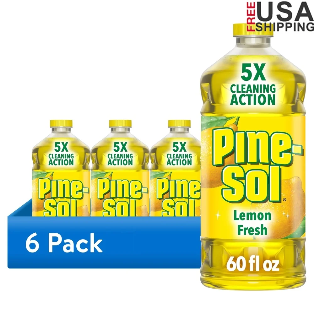

6 Pack Multi-Surface Floor Cleaner Lemon Fresh Scent 60 Fl Oz Concentrated Cleaner Ideal Indoor Use on Tile Wood Stone