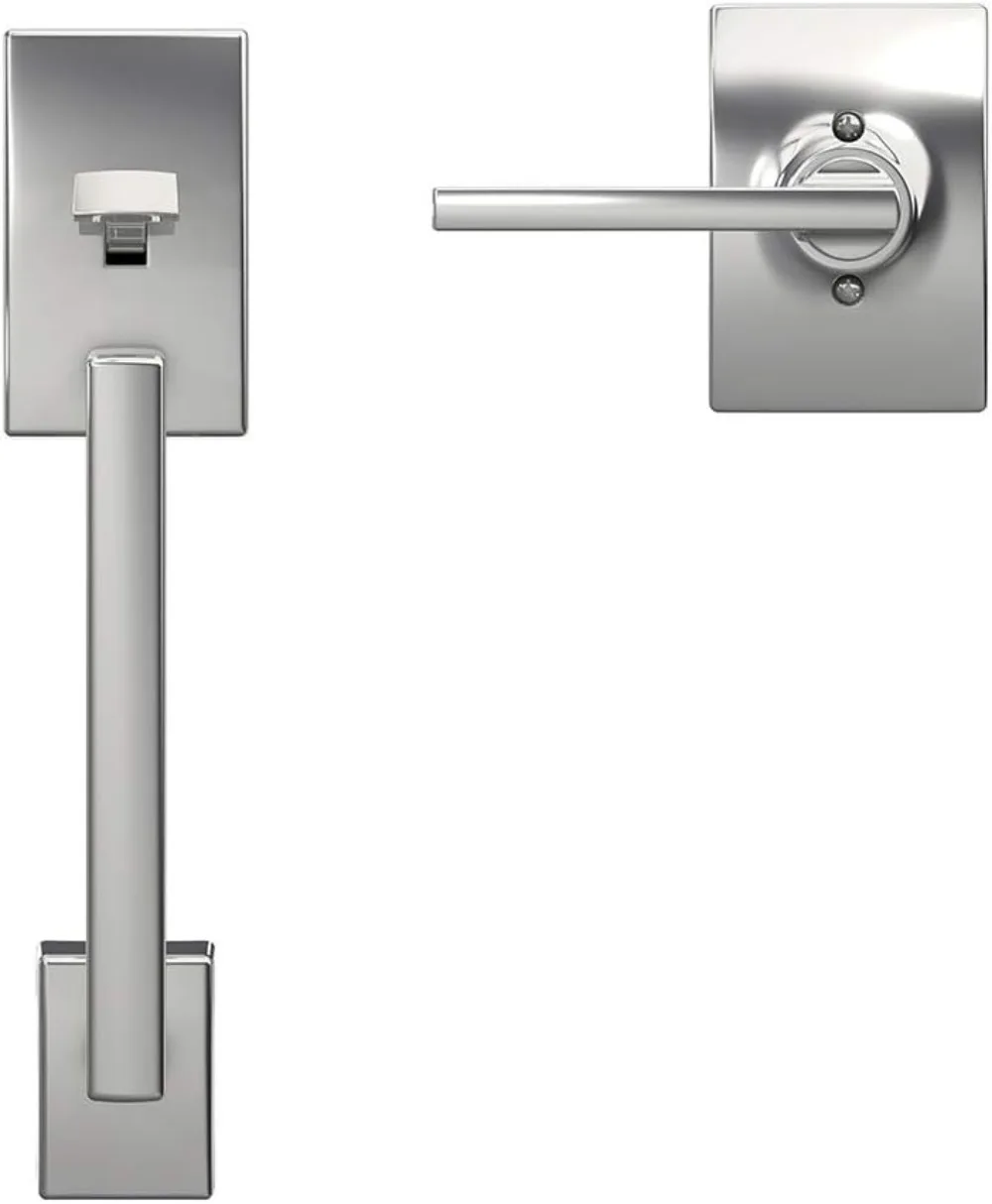 مجموعة مقبض باب الدخول الأمامي الممتاز مع رافعة Latitude، وقبضة سفلية باللون الأسود غير اللامع - سهلة التركيب وملاءمة عالمية