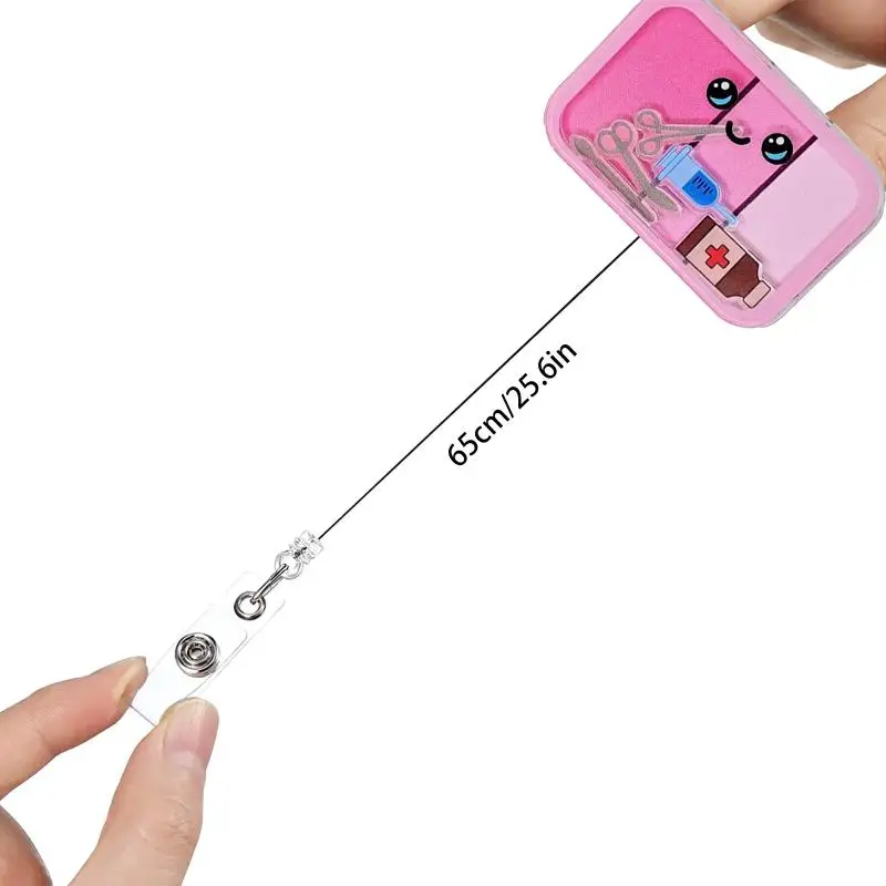 Shaker Acrylic Anime Scrubs Pills Bottle Large Intestine Retractable Nurse Badge Reel Doctor ID Card Holder