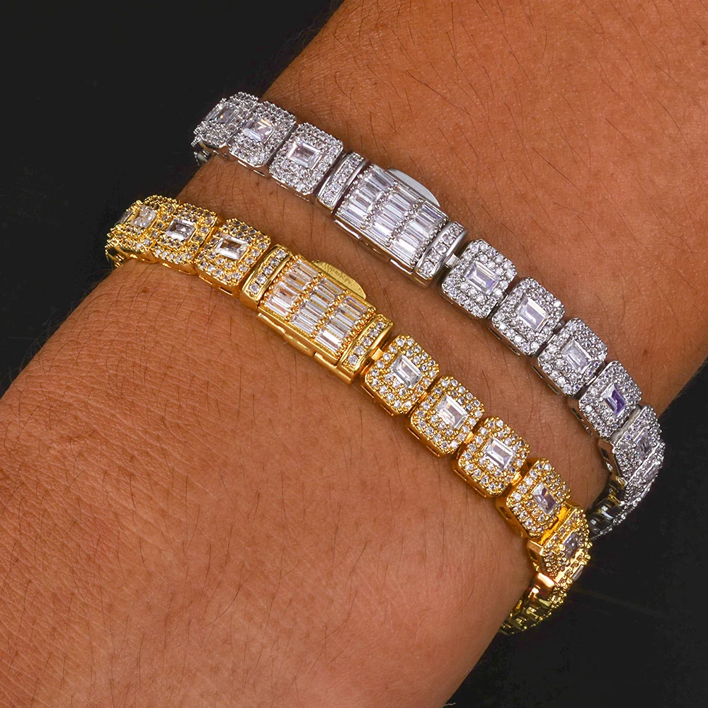 

ESKEEM женский браслет-цепочка для тенниса в стиле хип-хоп Iced Out Baguette круглой огранки с кубическим цирконием, ювелирные украшения
