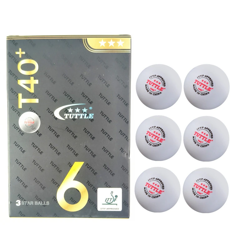 6 PCS/BOX Table Tennis Balls Tuttle T40+ ITTF Approved Ping Pong Balls for Official Games