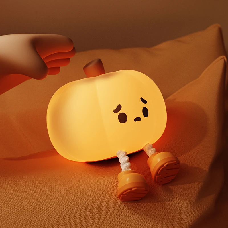 Imagem -03 - Silicone Pumpkin Night Lamp para Crianças Bonito Halloween Light Ghost Witch Decoração Dimmable Timer Bedside Decoration Gift