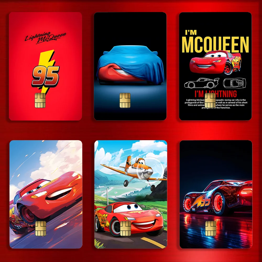

Cars Flash M-McQueen 95 Stickers For Debit Bank Credit Cards Metro Bus Pass Sticker Decoration Cover 4PCS Card Skin