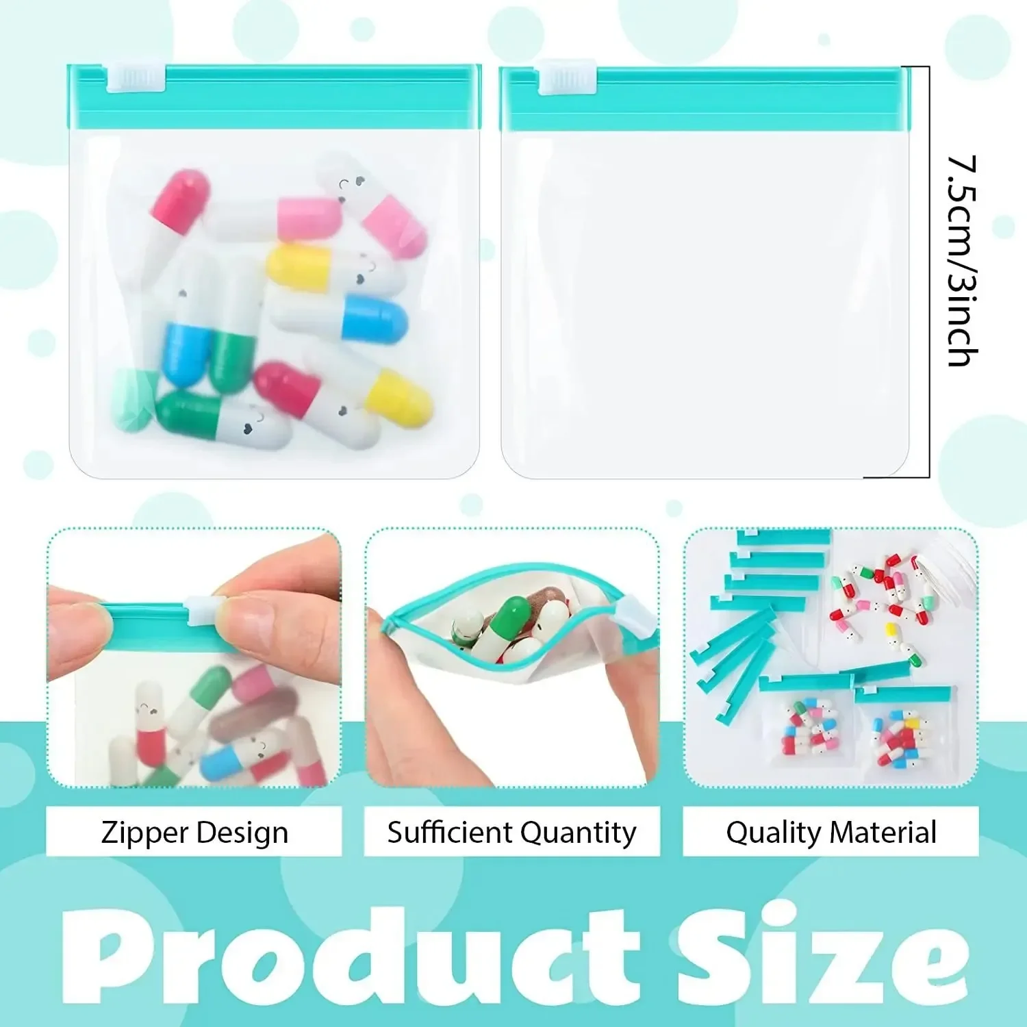 200PCS Transparent Mini EVA Zip Bags Eco-friendly Travelling Pill Dispenser Bags Pill Bags USB Packaging Bags Accessories Zip Ba