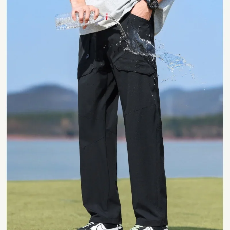 

Waterproof Cargo Men Pants Loose Quity Dry Outdoors Work Stretch Streetwear Black Khaki Trousers For Male Lightweight Pants