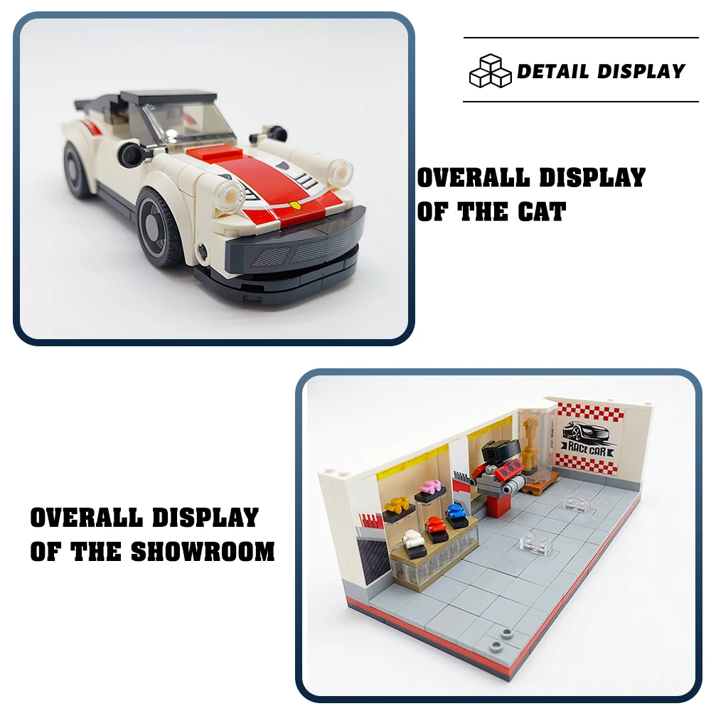 Techniczne sportowe przechowywanie samochodów klocki Model parking mały salon cegły zaawansowane technologicznie modułowe plastikowe zabawki na prezenty dla dzieci