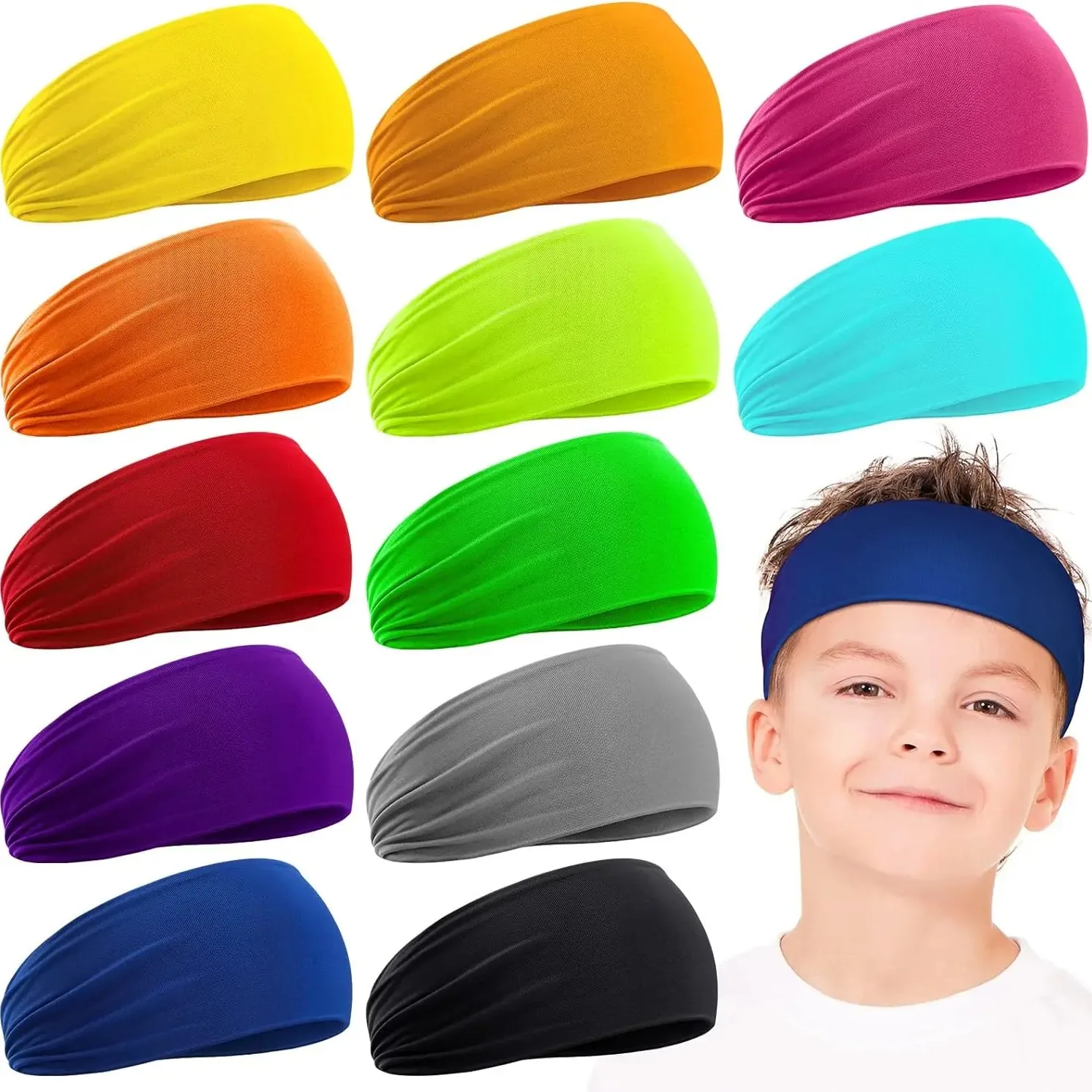 Kids Boys Headbands Athletic Sweatbands For Kids Football Headband Youth Kids Sweat Bands Sweat Absorbing Elastic Hairband