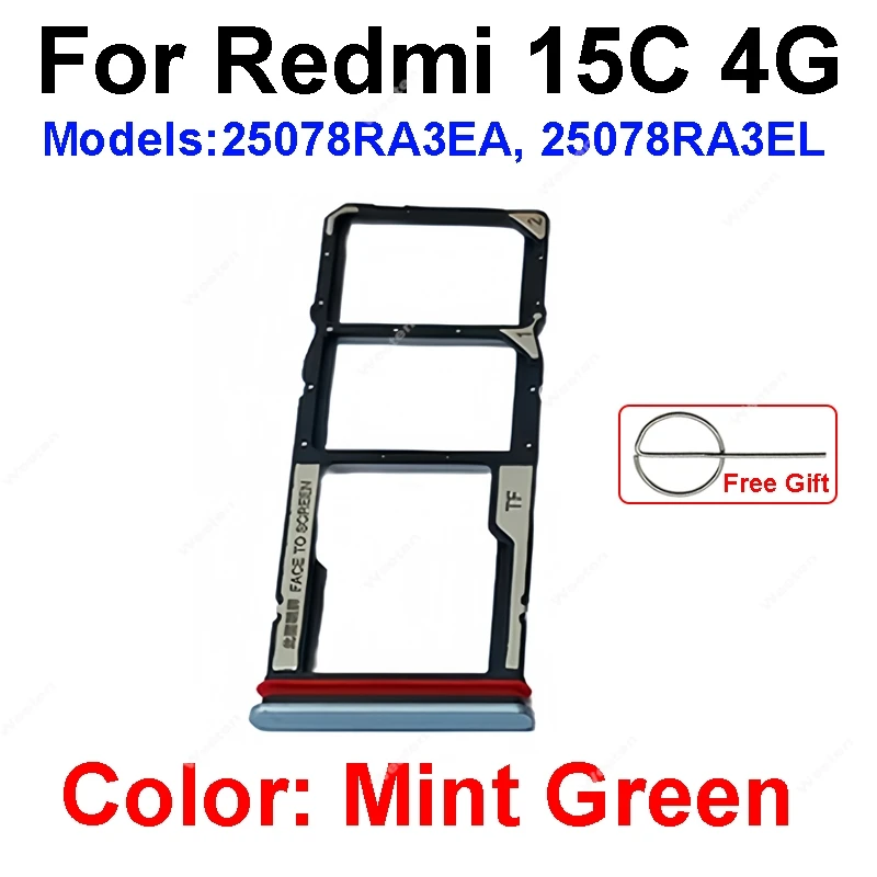 For Xiaomi Redmi 15 15C 4G 5G Internal SIM Card Tray Reader and Socket Complete SIM Card Reader Holder Holder Module