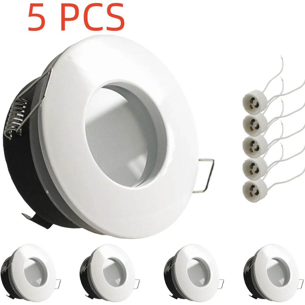 

5pcs Round Recessed LED Ceiling Downlight Mounting Aluminum Frame with MR16 Bulb Holder Spot Lamp Holder Socket Fitting Fixtures