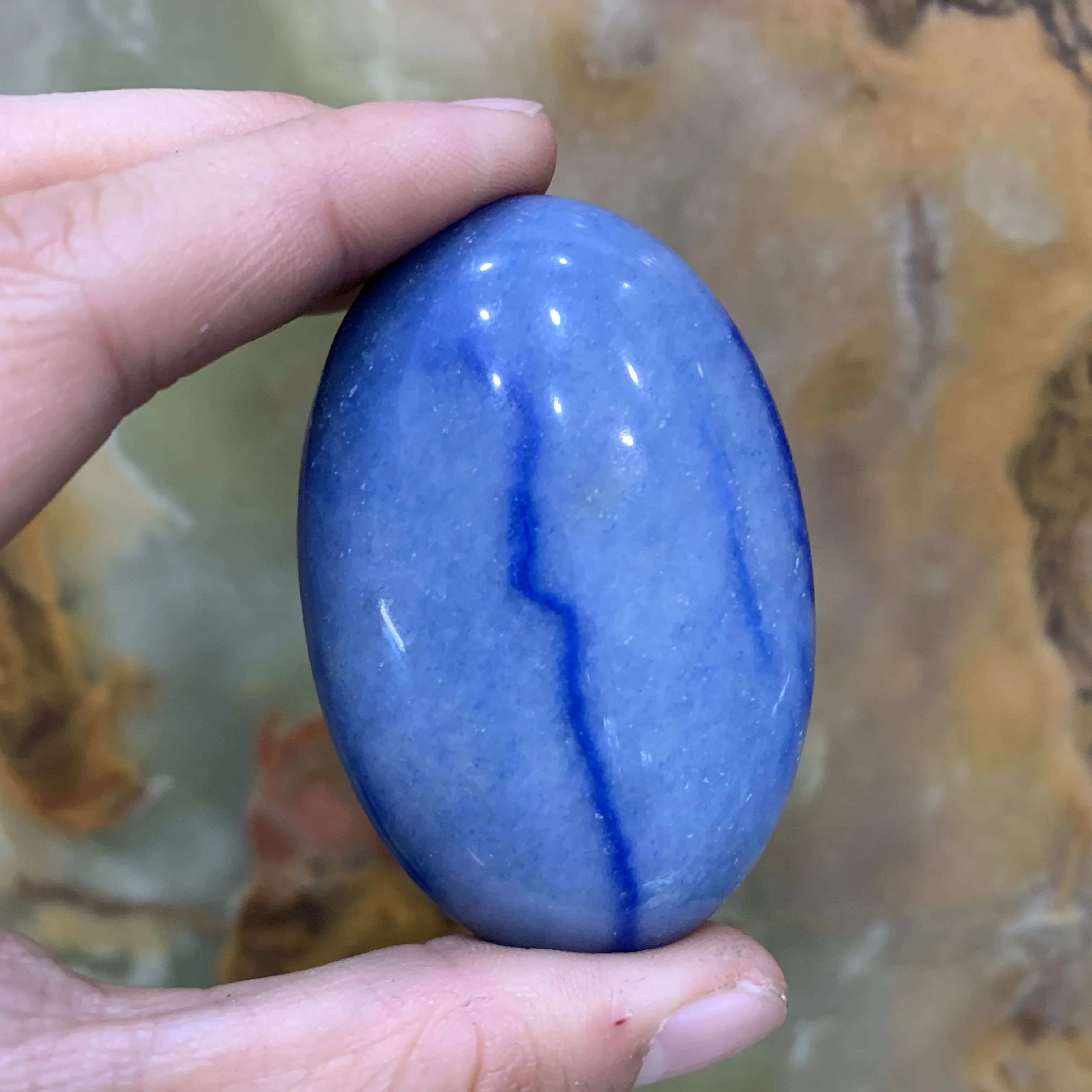 60mm Natural Blue Aventurine Worry Stone Energy Palm Stone Used for Cleansing and Protection