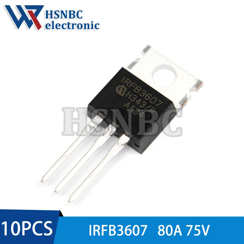 

10Pcs/Lot IRFB3607 IRFB3607PBF TO-220 80A 75V MOSFET N-Channel Power Transistor 100% New Original