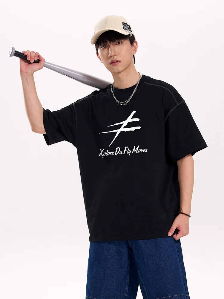 XDFM عادية الأبيض مطبوعة ort Sve تي شيرت الرجال Boting irt f Sve الشباب Faion فضفاضة تناسب محبوك قطنية عالية الجودة