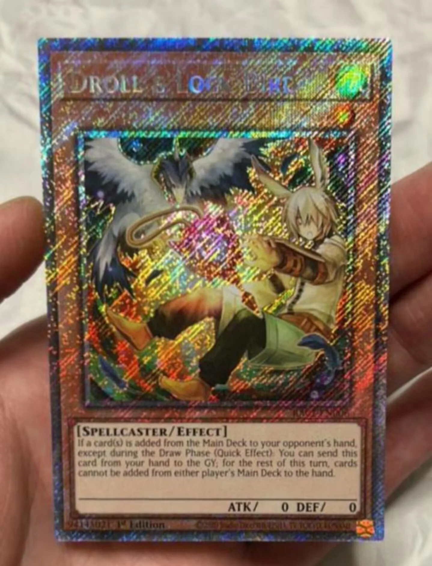 Yugioh KONAMI Duel Monsters TCG RA02-EN006 Droll & Lock Bird Platinum Secret English 1st Edition Alt Art Collection Mint Card