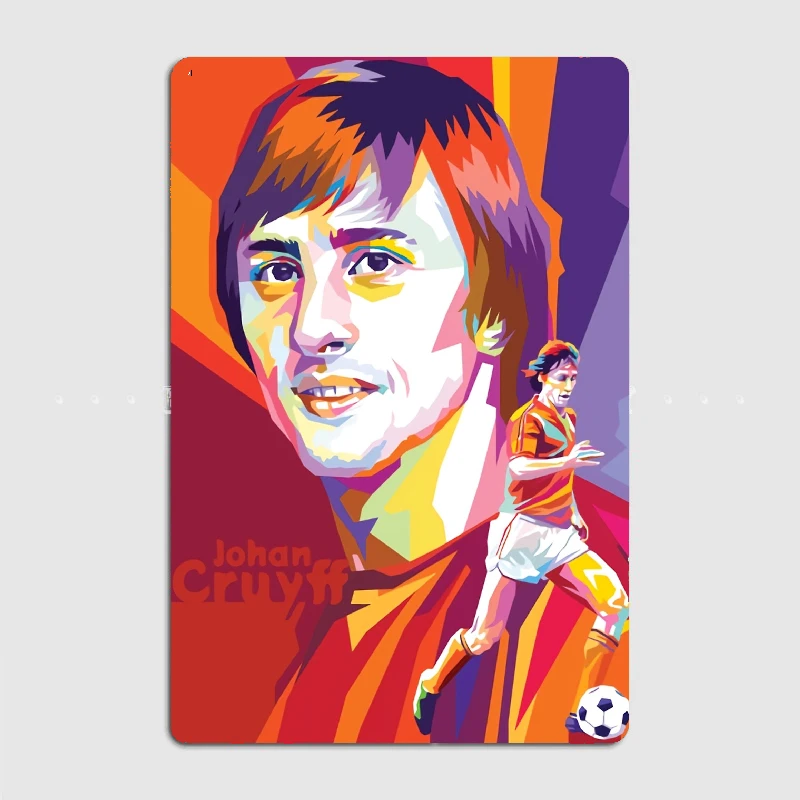 Johan Cruyff Legends Portrait Artwork Poster Metal Tin Sign Truck Indoor and Outdoor Home Bar Coffee Kitchen Wall Decoration