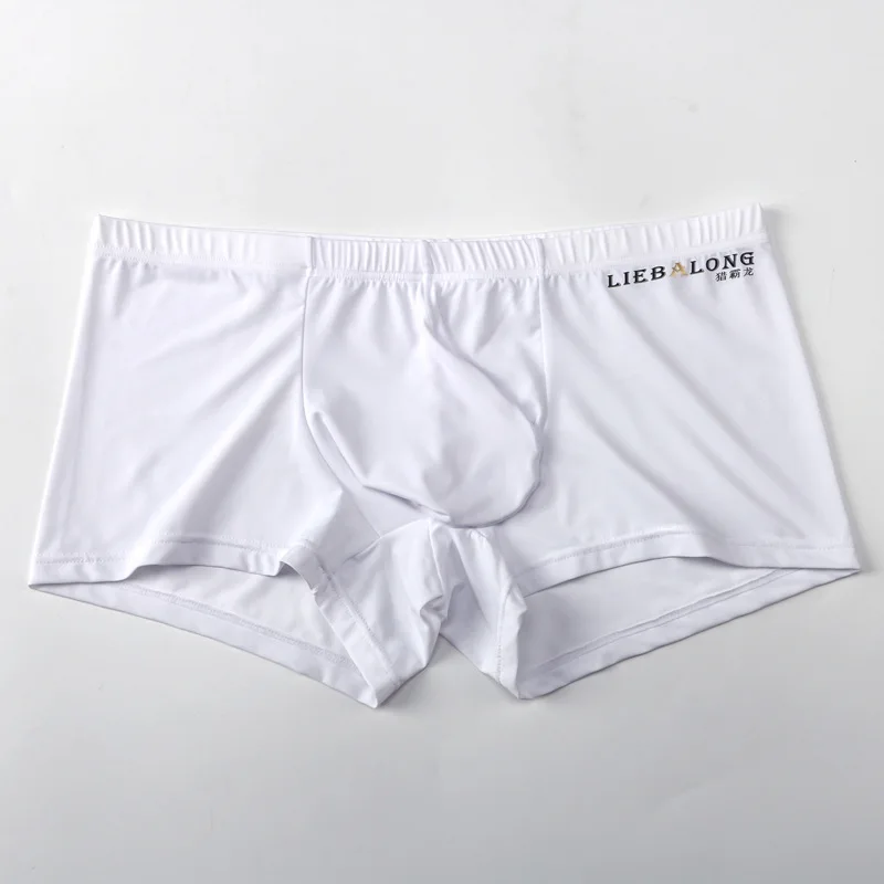 Boxer Trunks intimo maschile in seta di ghiaccio U mutandine a marsupio convesso mutande morbide senza cuciture Lingerie uomo slip Boxer lisci pantaloncini