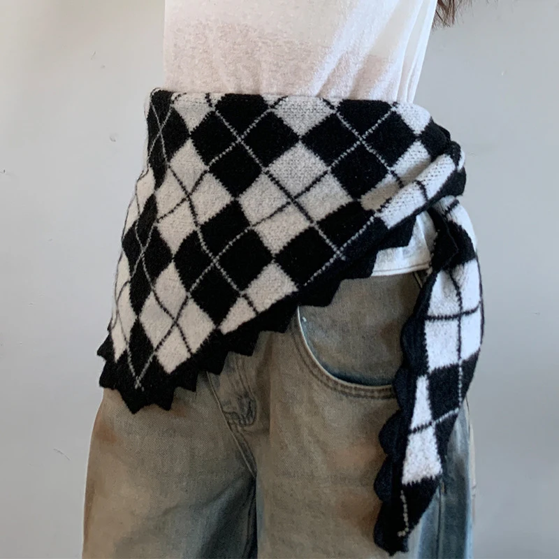 

Многофункциональный корейский сетчатый шарф в стиле ретро, теплое вязаное треугольное полотенце для волос, вогнутый шарф, модный универсальный пердежный занавес