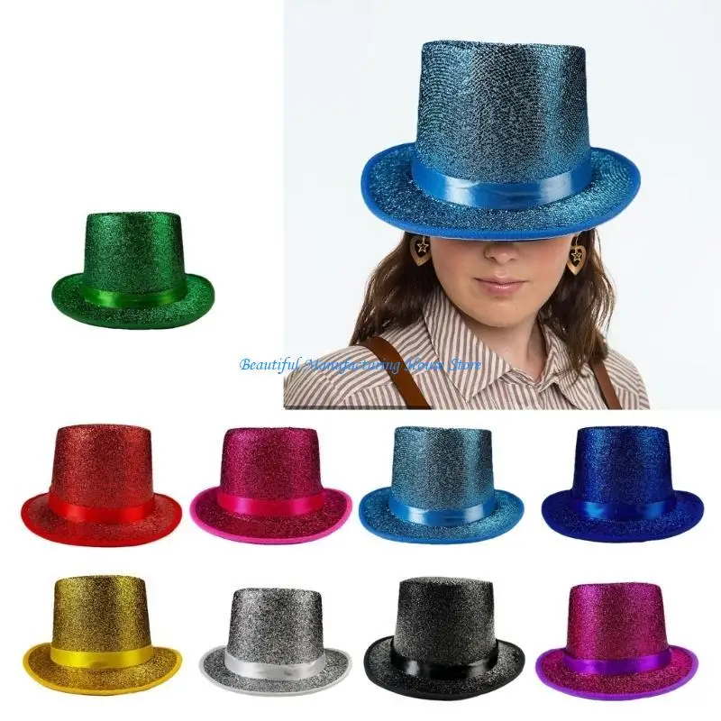 E56A Popular Ceremony Hat for Cosplay Party All Matching Magicians Hat Stage Performers Fedoras Hat Adult Formal Event Hat