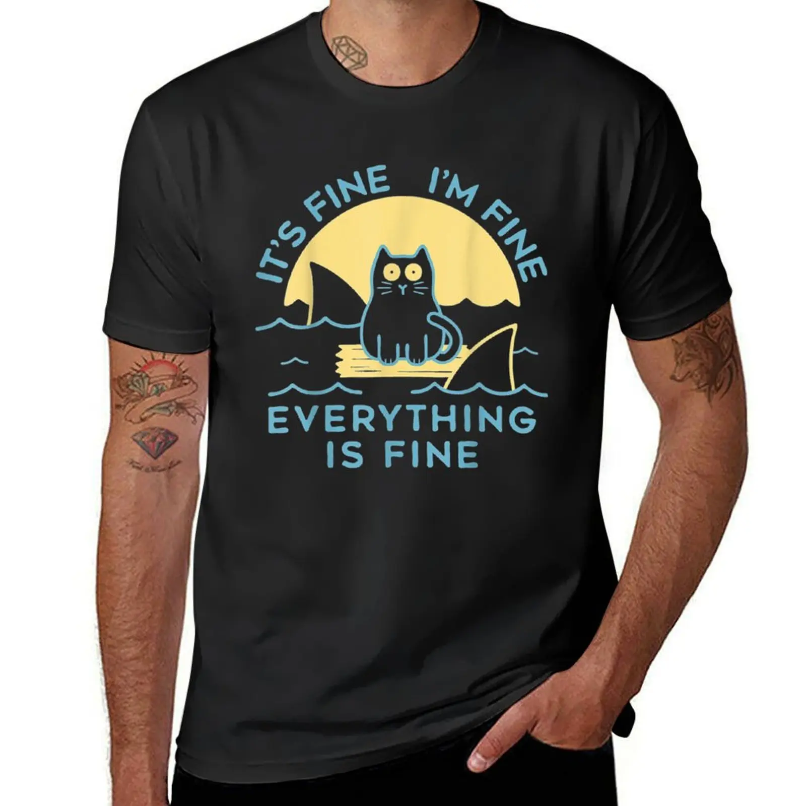 Gift It_s Fine I_m Fine Everything Is Fine Christmas Ugly X-mas Lights Teacher T-Shirt summer tops mens t shirt