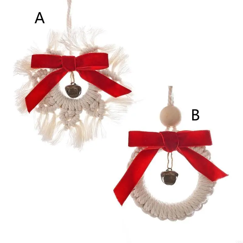 G99a Christmas Bells ต้นไม้แขวนเครื่องประดับโลหะกริ๊งระฆังกับ Bowknot สีแดง