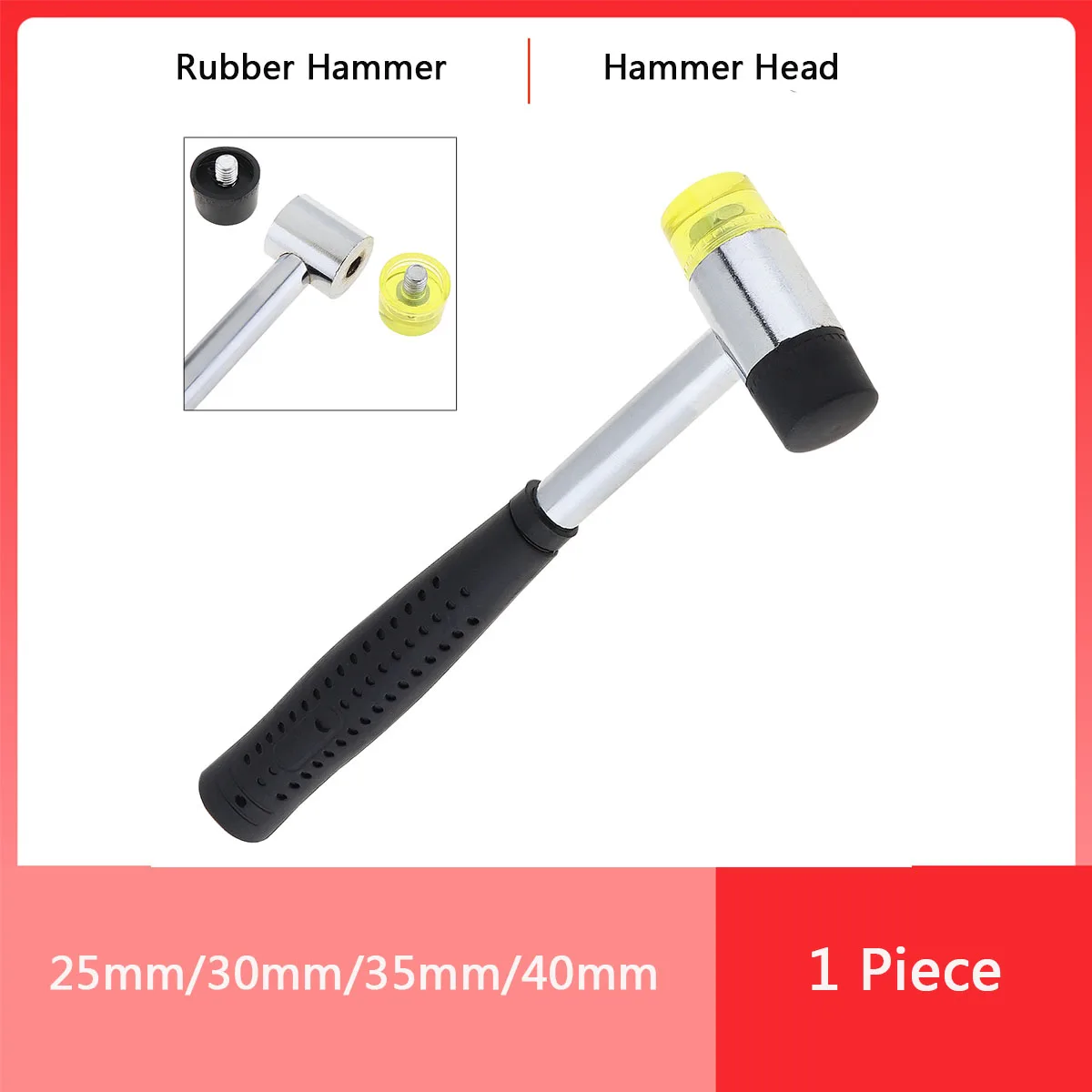 25/30/35/40mm Rubber Multifunctional Hammer Double Faced Work Glazing Window Hammer Round Head DIY Hand Tool for Woodworking