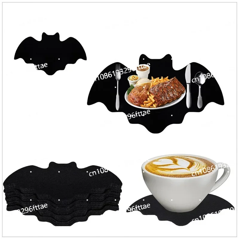 Felt Bat Placemat Halloween Table Mat Black Bat Non-slip Heat-resistant Placemat Party Table Decoration Supplies