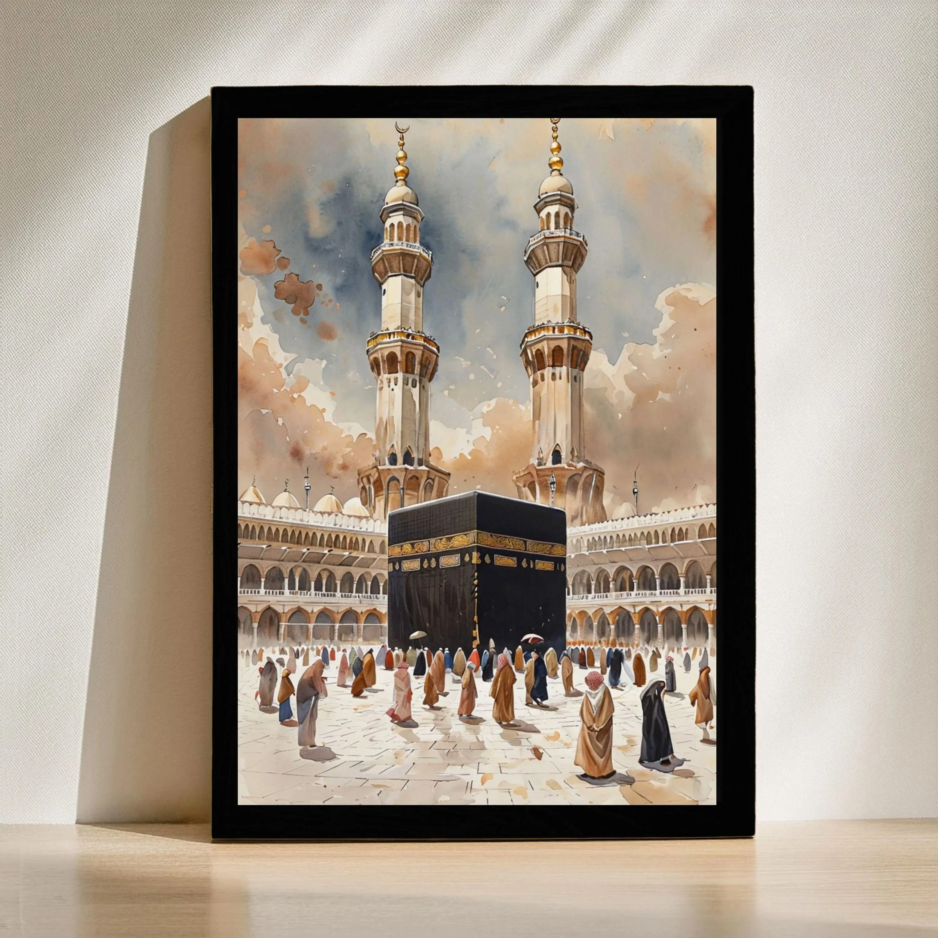 1PC frameless decorative art print,Vintage Islamic Ethnic Faith Religious Continue Masjid Aqsa Kaaba Nabawi Peace Posters Canvas