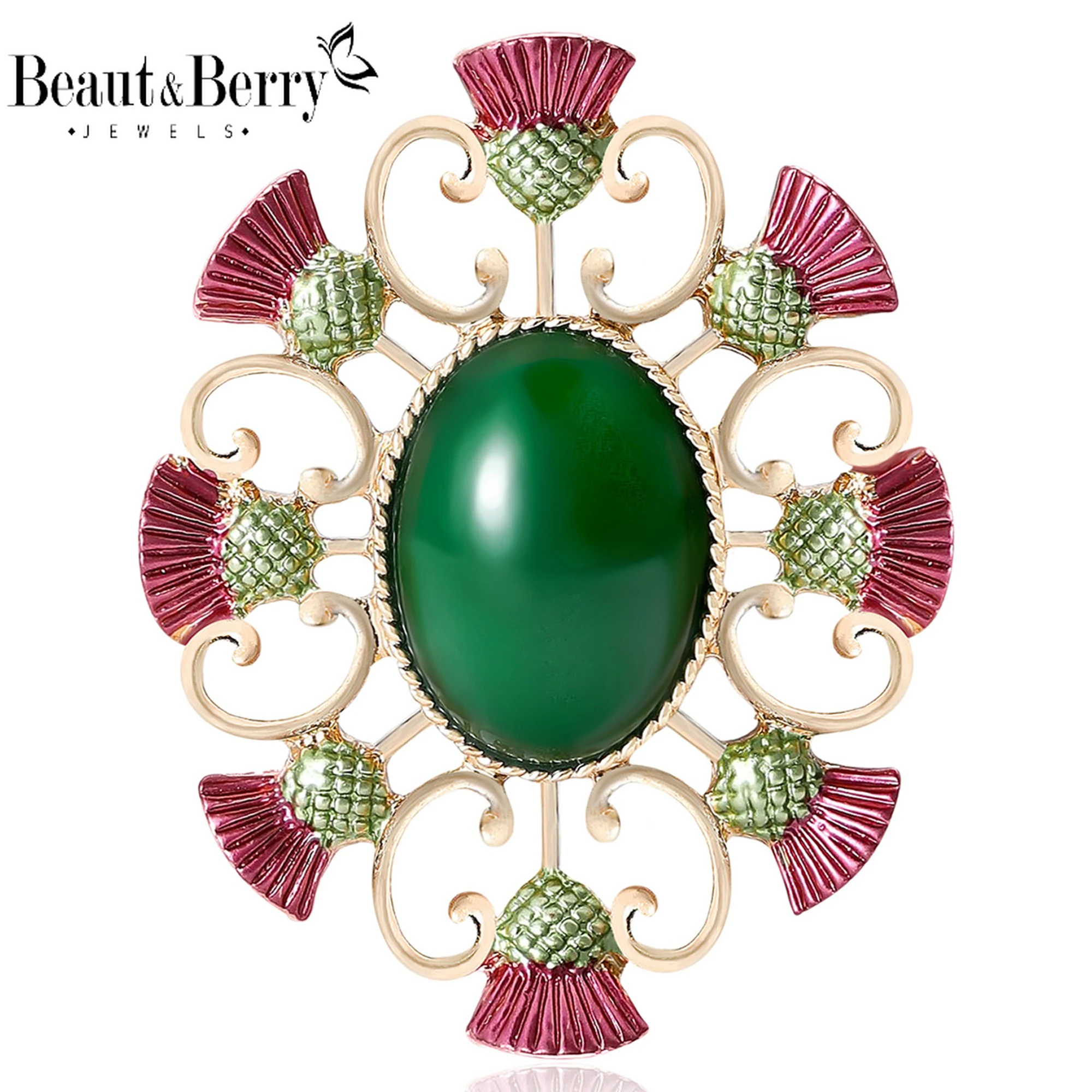 Beaut & Berry Moda Esmalte Cardo Crachá Broches para Mulheres Unissex Planta Flor Medalha Pins Acessórios de Festa Casuais Presentes Amigo