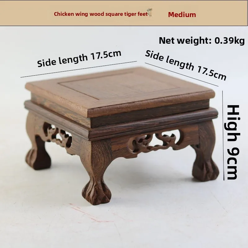 الخشب الأحمر منحوتة تمثال بوذا قاعدة جناح الدجاج الخشب طاولة جانبية مستطيلة مزهرية حجرية و بونساي عرض موقف العمل الفني