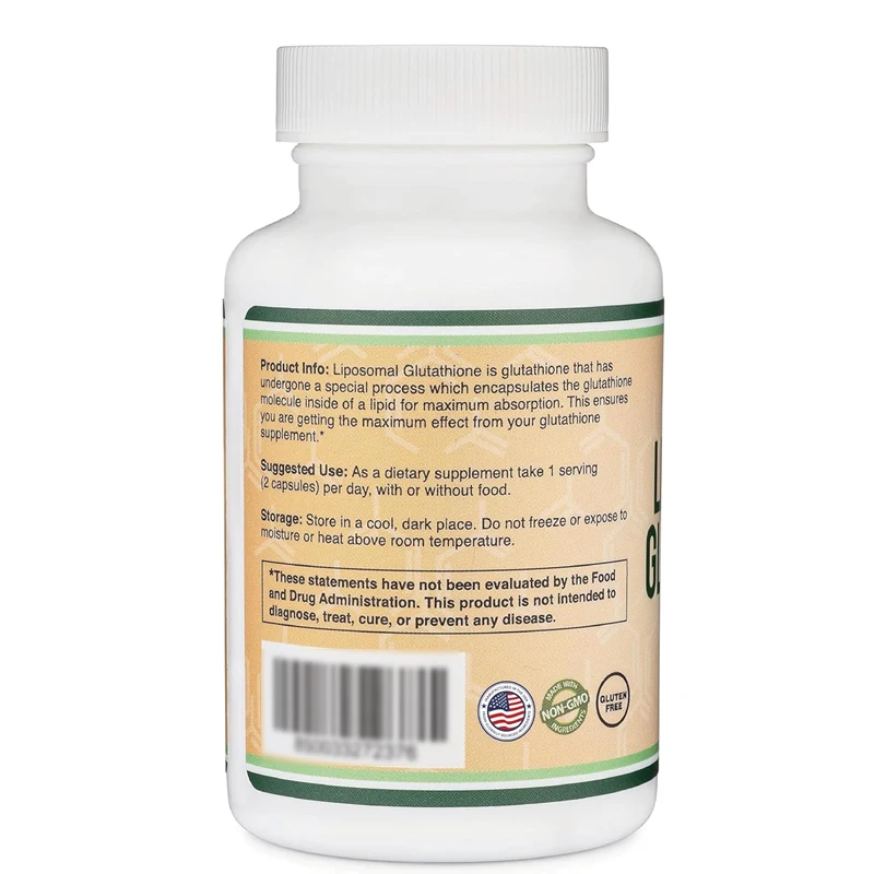 Double wood liposome glutathione supplement 500mg (vegetarian safe, non GMO) maximum absorption liposome glutathione